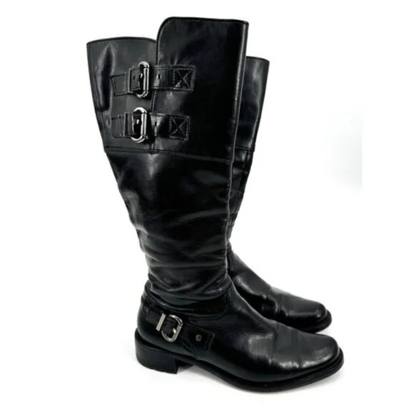 *Paul Green* Black Leather Tall Riding Moto Boots *Austrian-crafted* - Picture 1 of 13